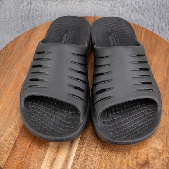 Skechers Go Recover Sandals Womens 10 Black Arch Fit Hyper Burst Refresh Slip On - Picture 2 of 6